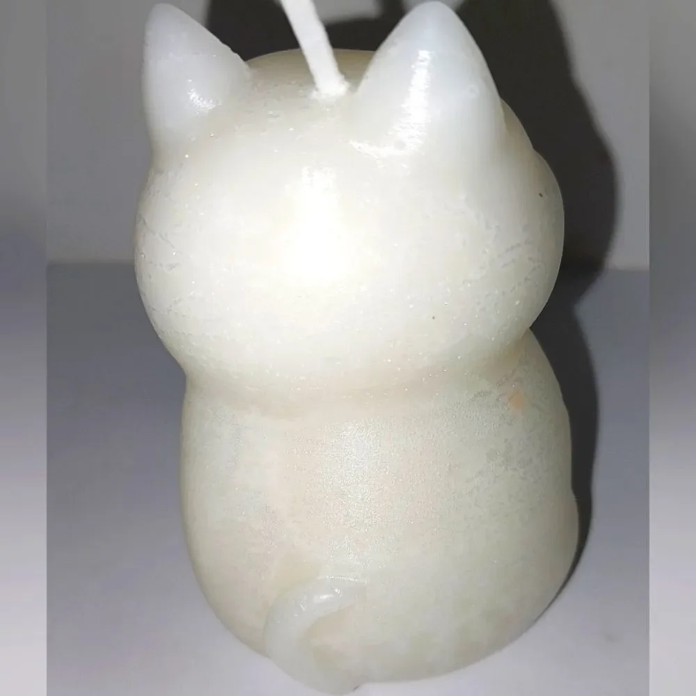 Hand crafted limited edition white candle from our Cat Lady candle collection